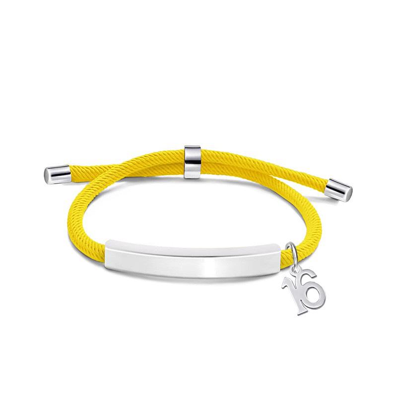 Multi-color Engravable Stainless Steel Bracelet with Number 16 Charm