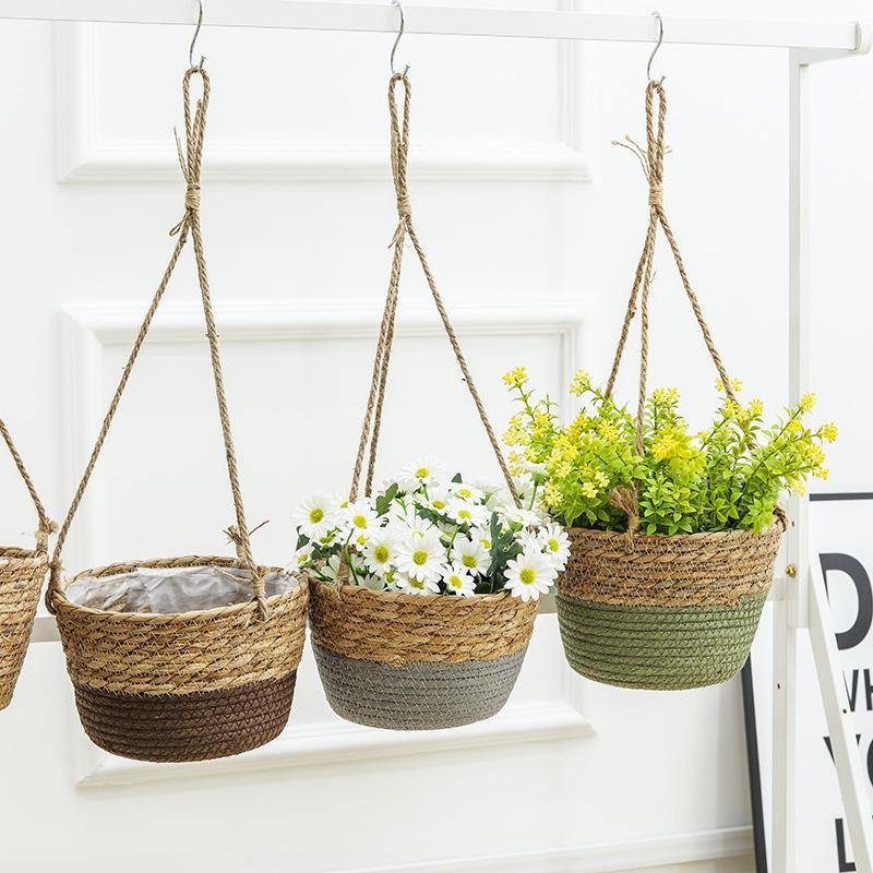 Woven Hanging Basket for Pothos - Creative Balcony Flower Pot