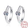 Original 925 Sterling Silver Smooth Crystal Circle Hoop Earrings for Women Korean Wedding Party Jewelry Gift Female Pendientes
