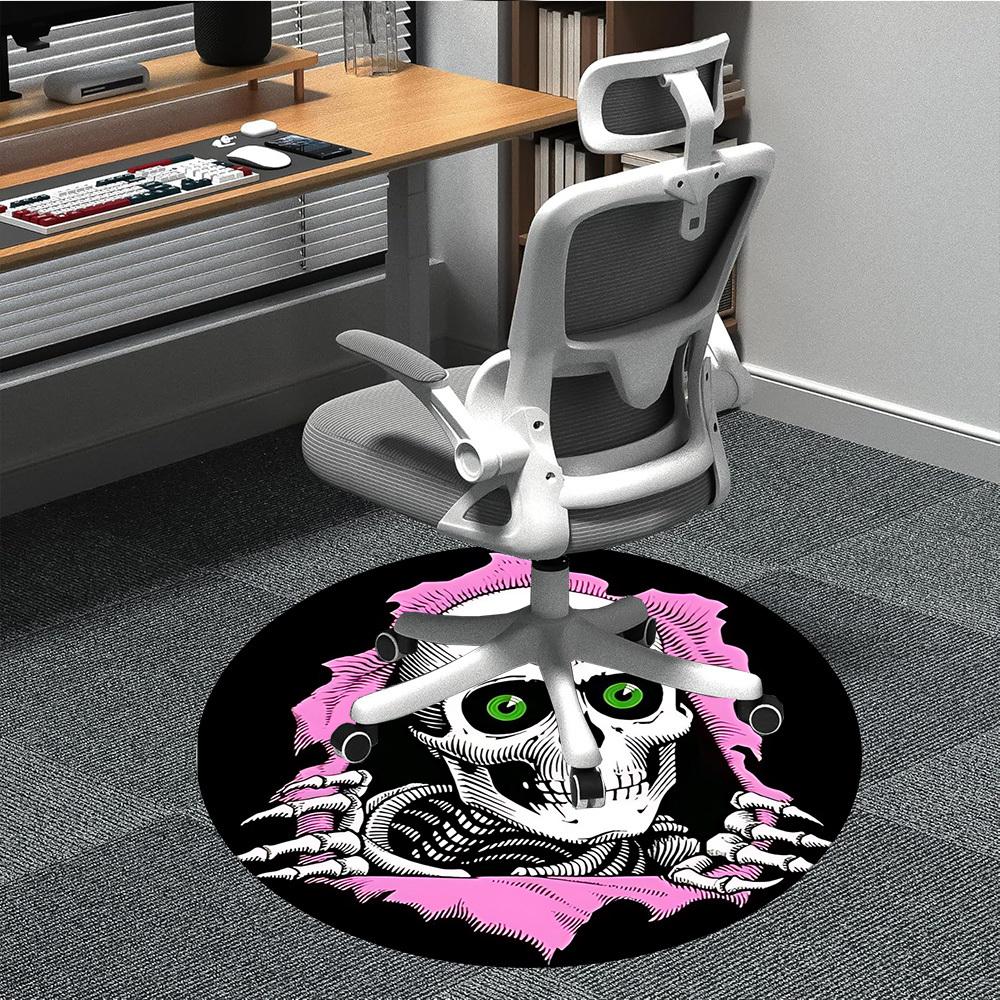 1 ks Lebka, Ripper Koberec, Kulatý Protiskluzový Odolný Velký Velikost Kancelářský Koberec, Vhodný do Kanceláře