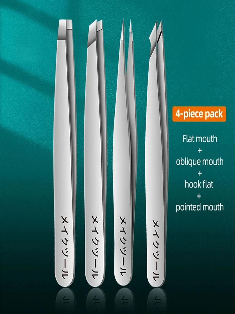 4 Sets de Pinzas Rosas para la Limpieza Diaria de Cejas, Pestañas y Bigotes