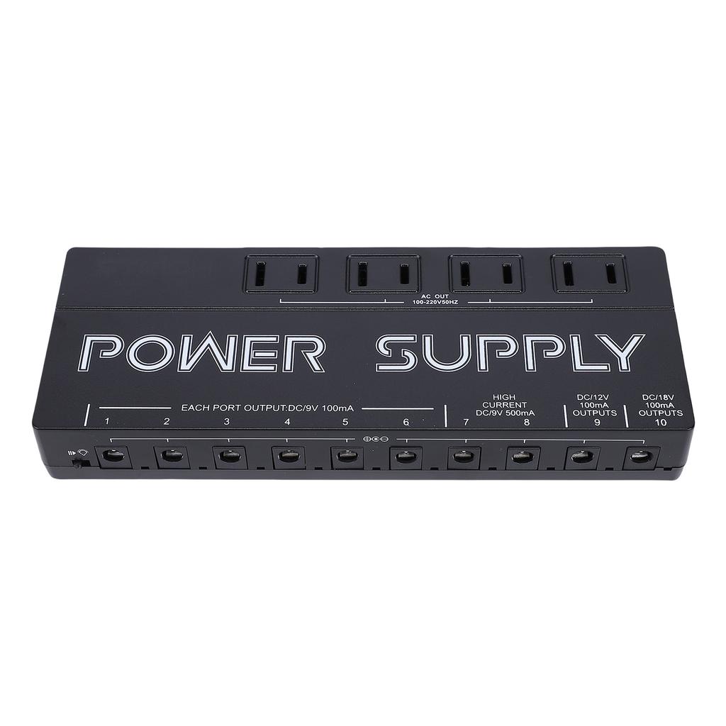Guitar Effects Pedal Power Supply 10 Output Noise Reduction 9V 12V 18V Effect Pedal Power Supply Aluminum Alloy Case