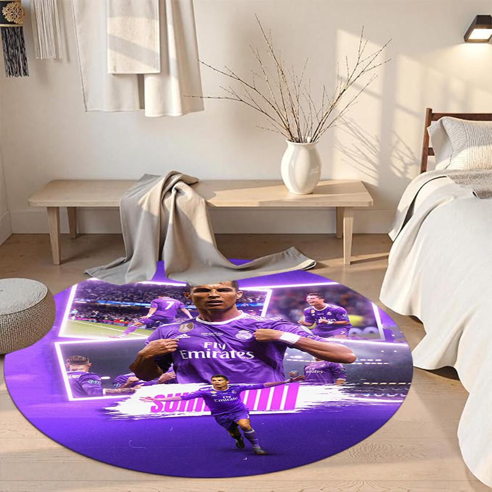 Cristiano Ronaldo Round Carpet Perfect for Balcony Bedrooms Outdoor Game Room Anti-slip Round Rug Decorate Offices Birthday Christmas Gift