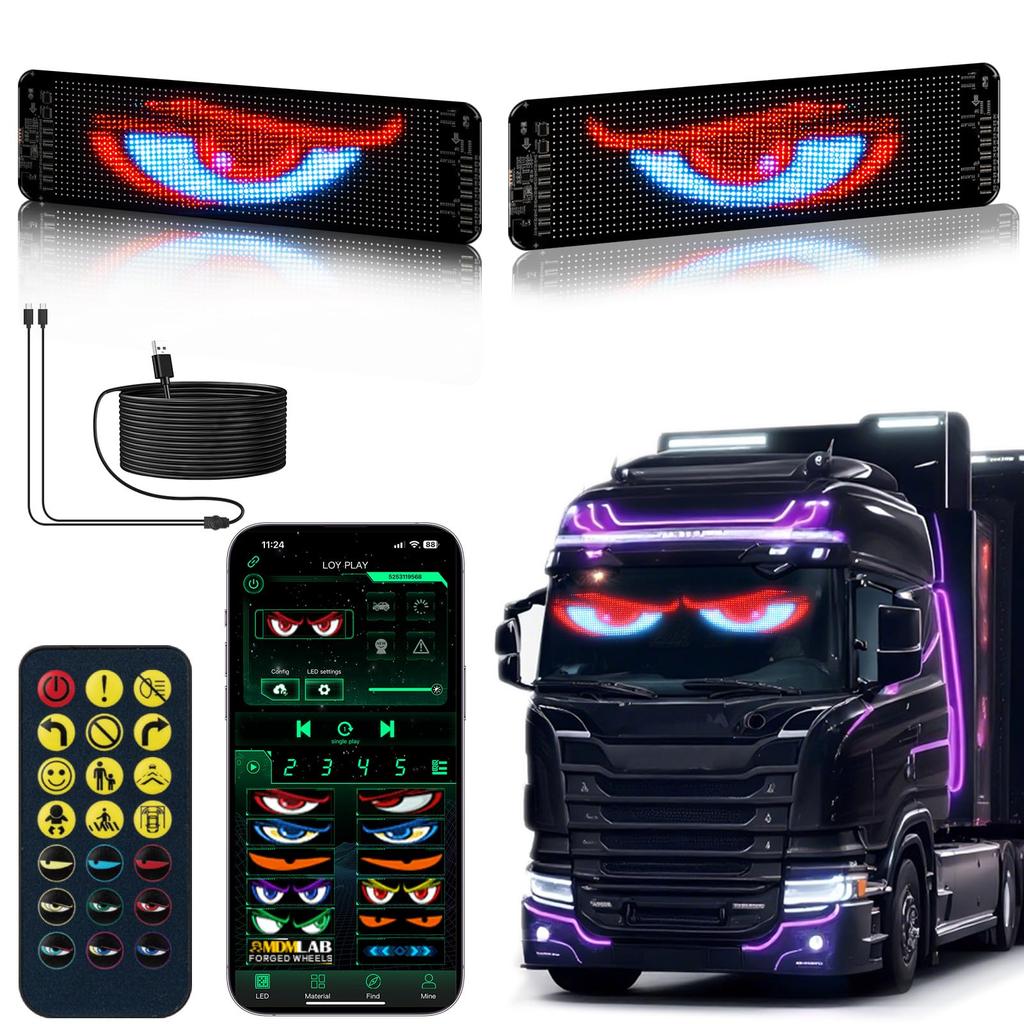 Devil Eye LED Lights Car Screen Truck DIY Text Pattern Dynamic LED Smart Colorful