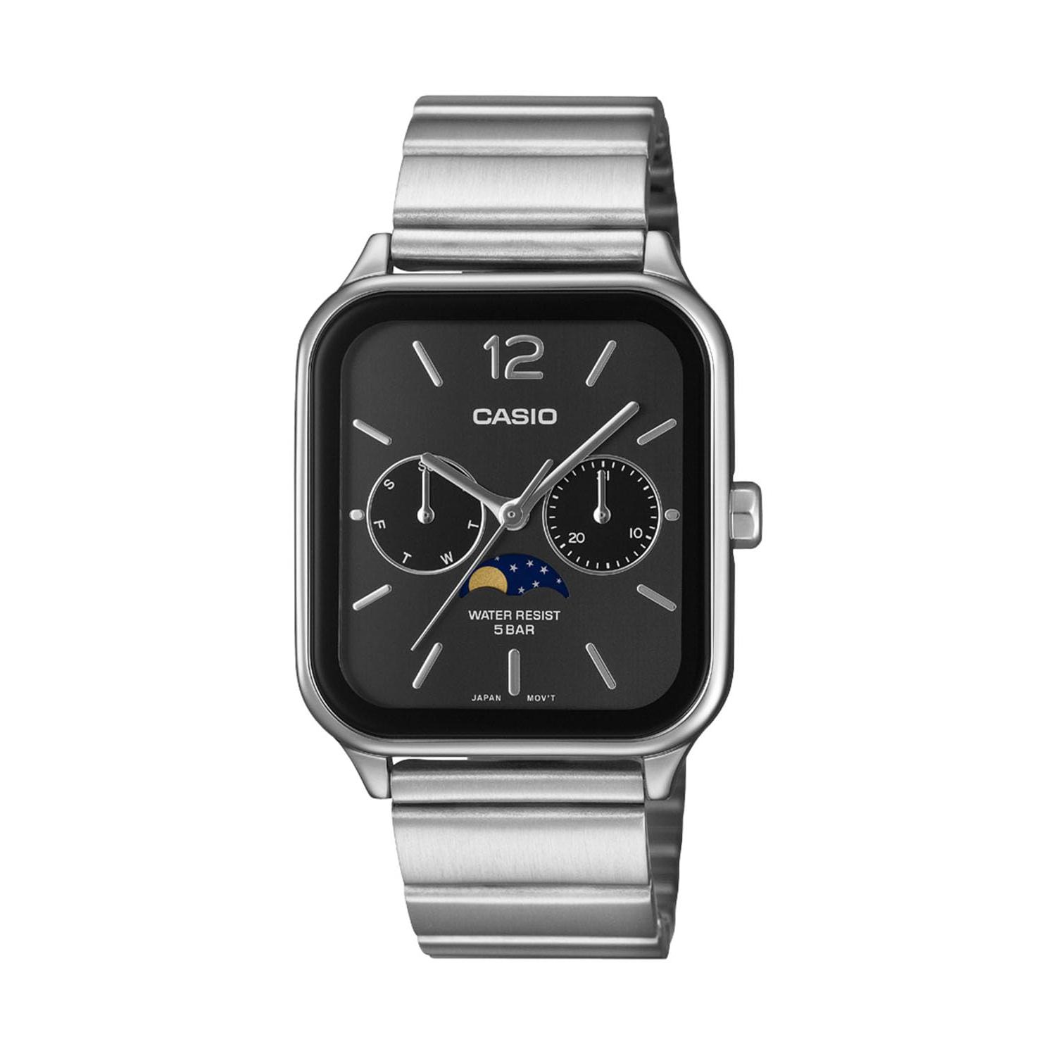 [CASIO] Мужские часы Casio Collection, Фазы Луны, Черный Циферблат, Японская Модель MTP-M305D-1AJF