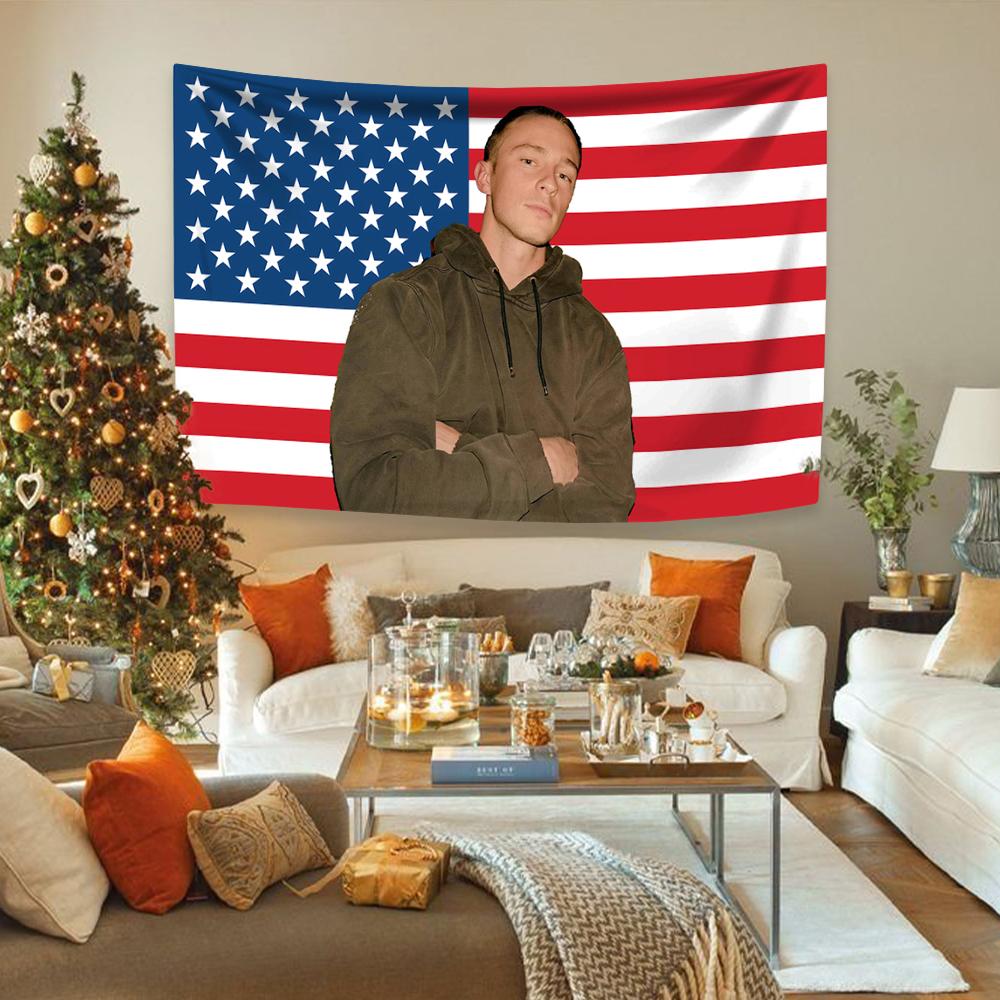 Drew Americká vlajka Starkeys Tapiserie Polyesterová tkanina Domácí dekorace Ložnice Kolej Pozadí Venkovní dekorace Vánoční dárek