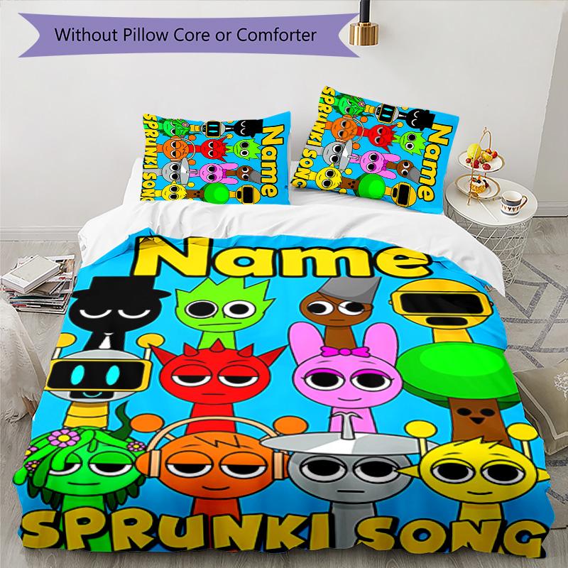 3pcs SPRUNKI10 Cover Set - Personalized Name, HD Printed Bedding with 1 Cover and 2 Pillowcases - Perfect for Home Decor, Easy Care