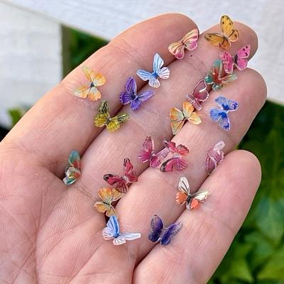48pcs 3D Butterfly Nail Art Charms For Acrylic Nails, Colorful Butterfly Nail Art Accessories For Nail Salons, NAil Art Jewelry