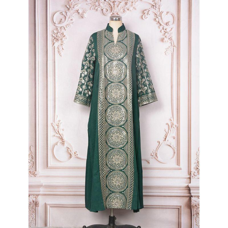 

Платье в этническом стиле Ближнего Востока и Индонезии, вечернее, с V-образным вырезом, расшитое пайетками и вышивкой, с длинным рукавом, банкетное, женская одежда, платье Dark green 2XL