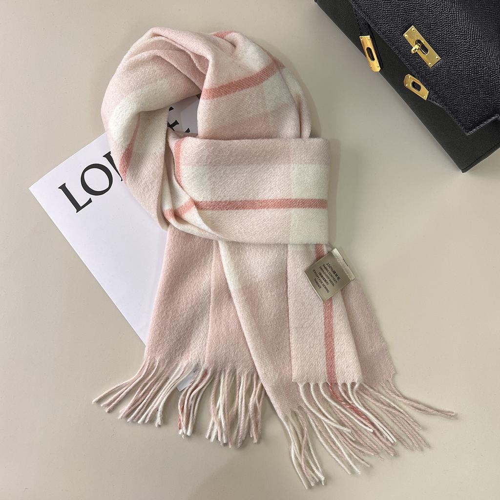 British Classic 111 Pure Plaid Scarf Female Winter Korean Student Versatile Warm Cashmere Couple Scarf