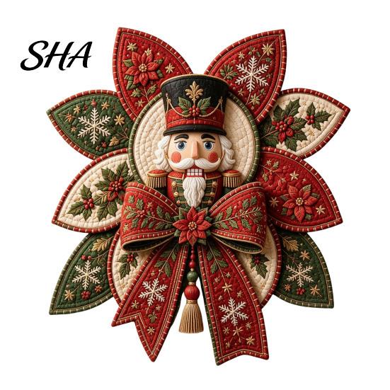 Patchwork-Projekte für Anfänger Weihnachtsquilt Schleife DIY Nähset, 3D Handgefertigtes Dekoratives Ornament, Vorgeschnittene Handgenähte Ornamente Stoff Und