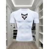 Men's White Wolf Print Compression T-Shirt, Quick Dry Breathable Athletic Workout Top