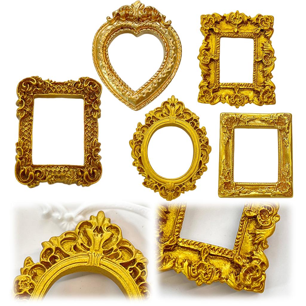 Pack of 10 Gold Small Baroque Style Picture Frames Miniature Picture Frames for Dollhouse Crafts Home Party Decoration