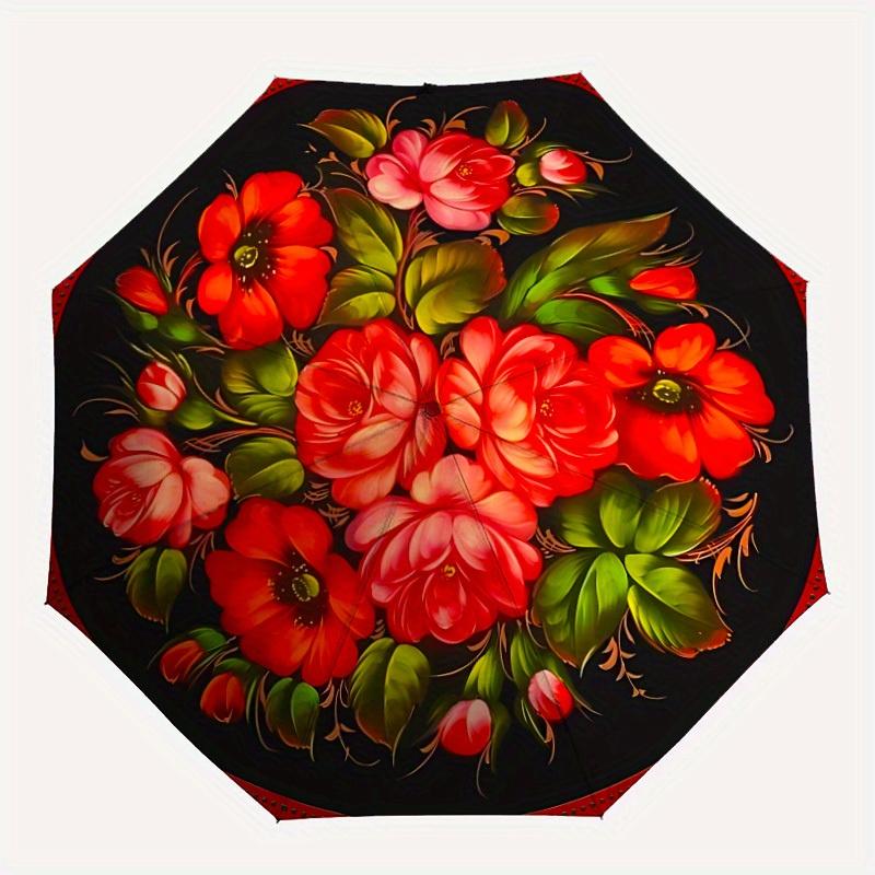 

1pc Floral Bouquet Automatic Open/close Folding Umbrella, Compact Portable Travel Umbrella,Durable Construction yy250814148