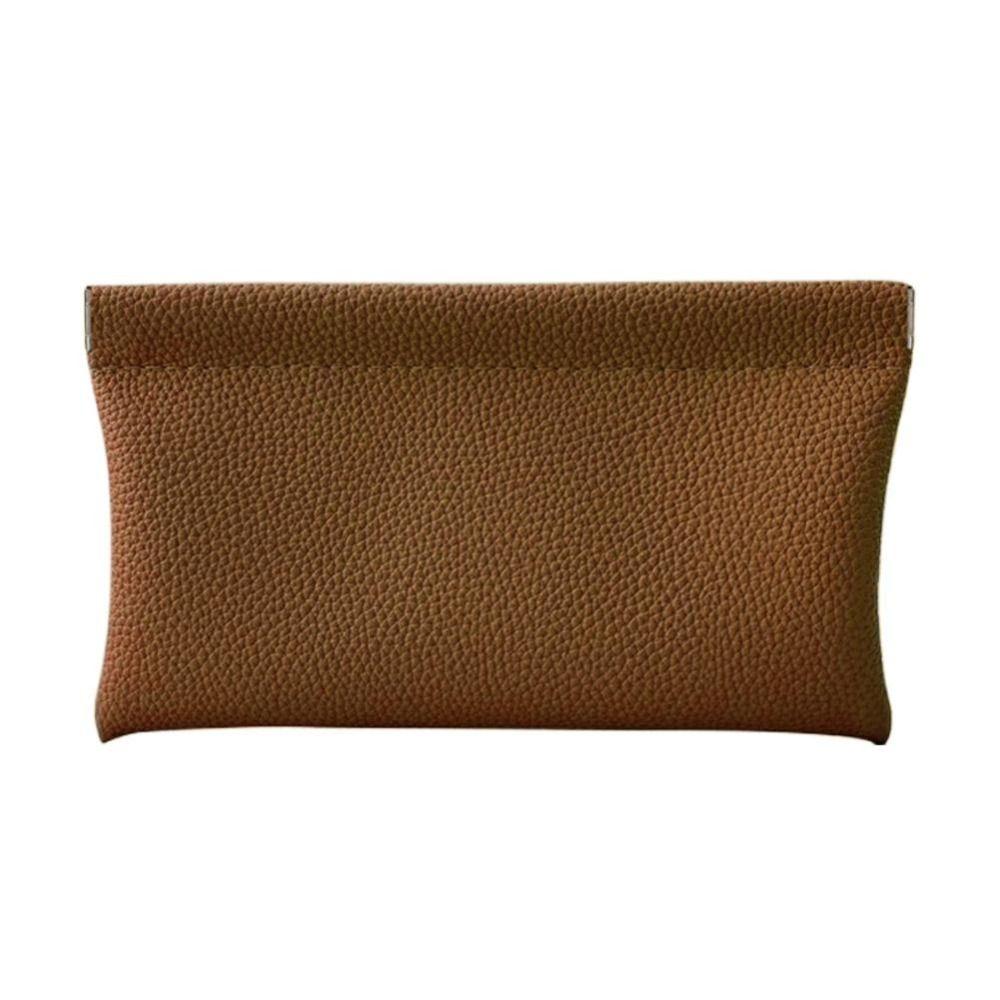 Soft Pebbled Leather Self-closing Coin Purse Portable Long Card Holder Storage Cash Pouch Men Women
