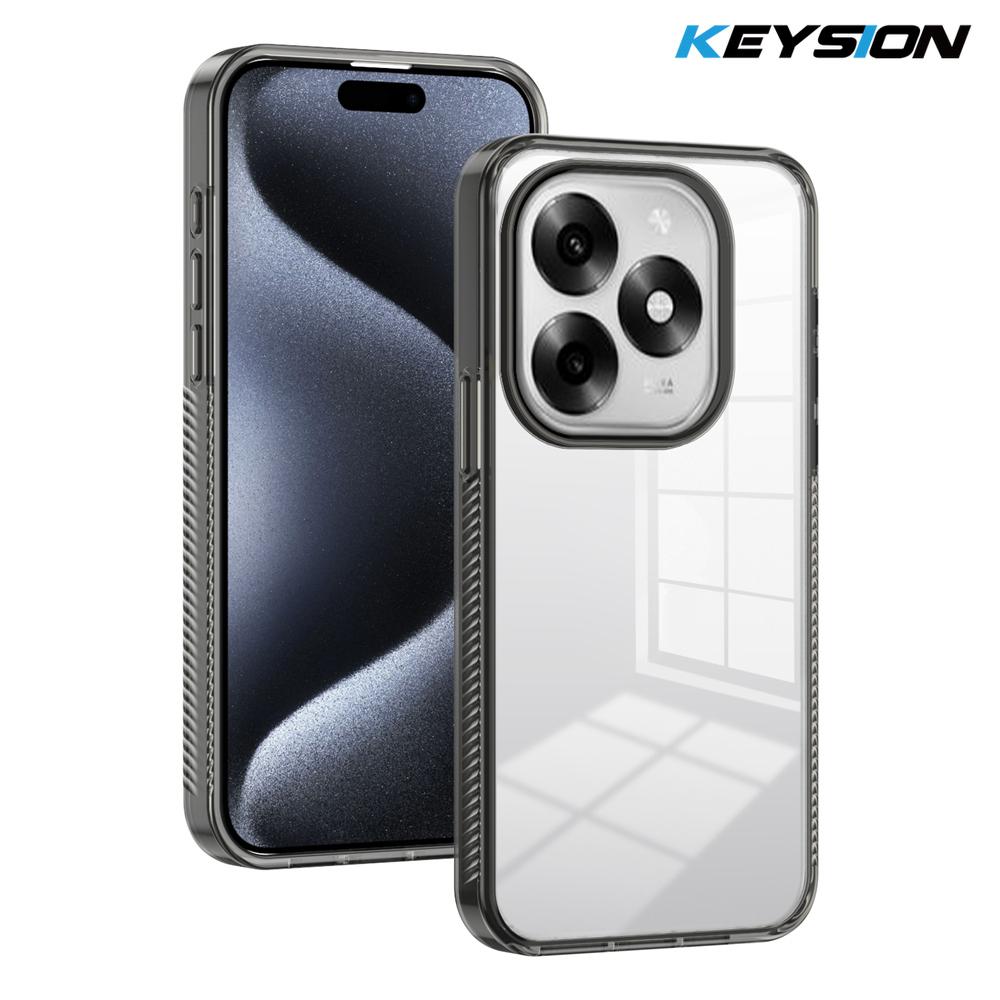 KEYSION Transparent Phone Case for Itel S23+ S23 Soft TPU+PC Anti-slip HD Clear Shockproof Phone Back Cover for Itel A70