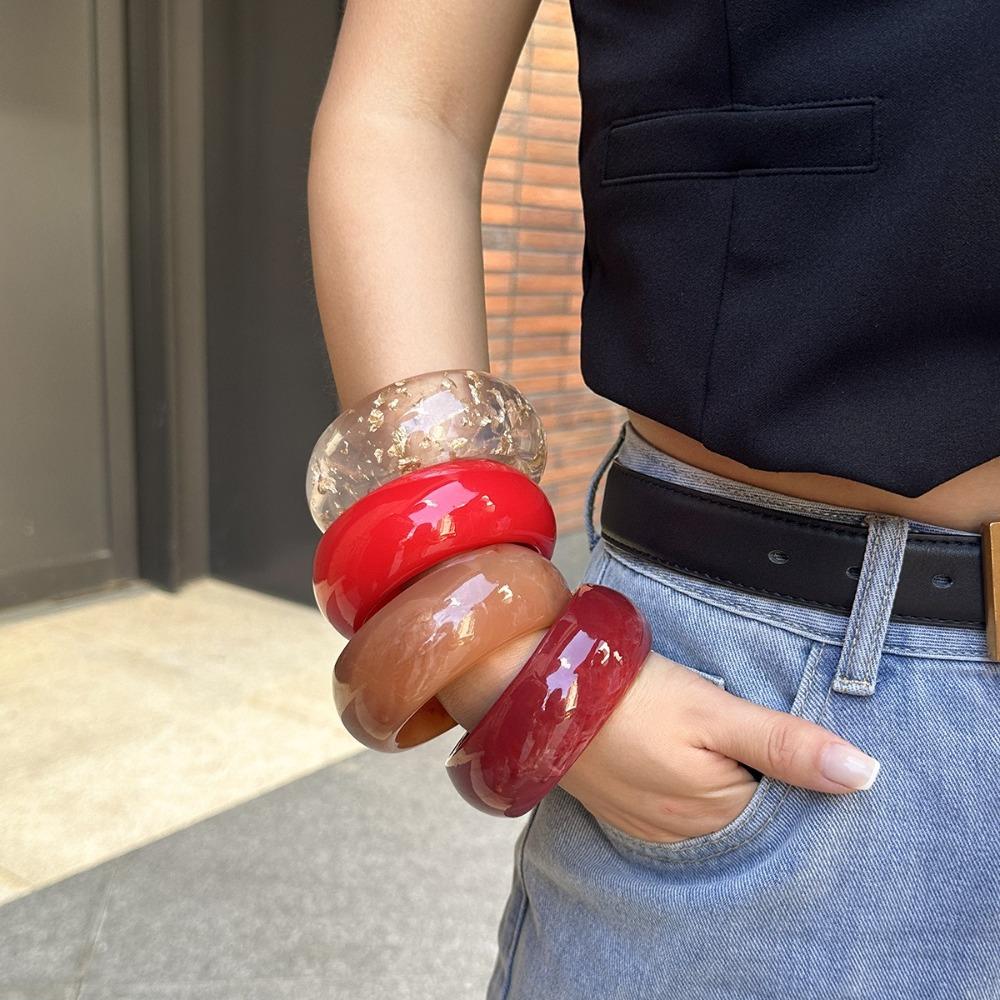 Shiny Transparent Hand Ring Smudging Design Wide Bracelet Boho Charm Bracelet  Gift Accessories