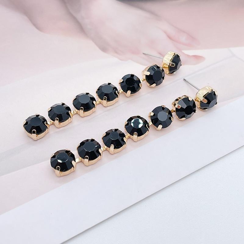 

Серьги-цепочки Pinkdudu с архитектурным дизайном, с кристаллами в глухих закрепках, геометрические подвески, минималистичные, PD1059 чёрный