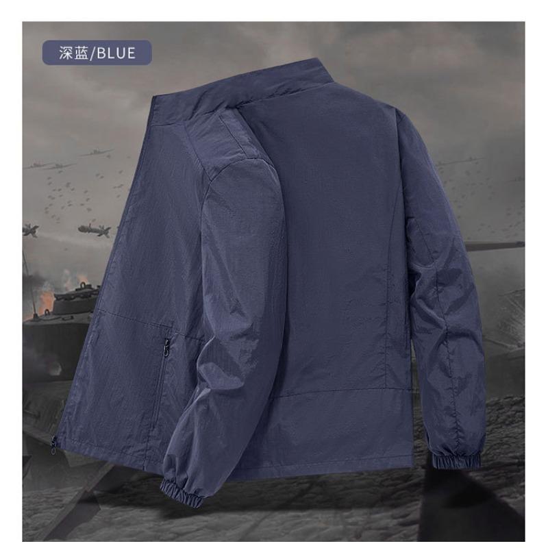 Men S Stand Collar Waterproof Thin Jacket Casual Fashion Solid Color