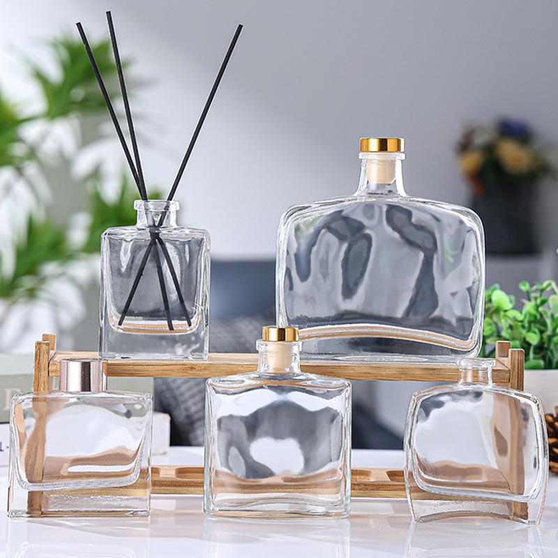 Transparent Rattan Aroma Diffuser Bottle - Small Glass Home Decor