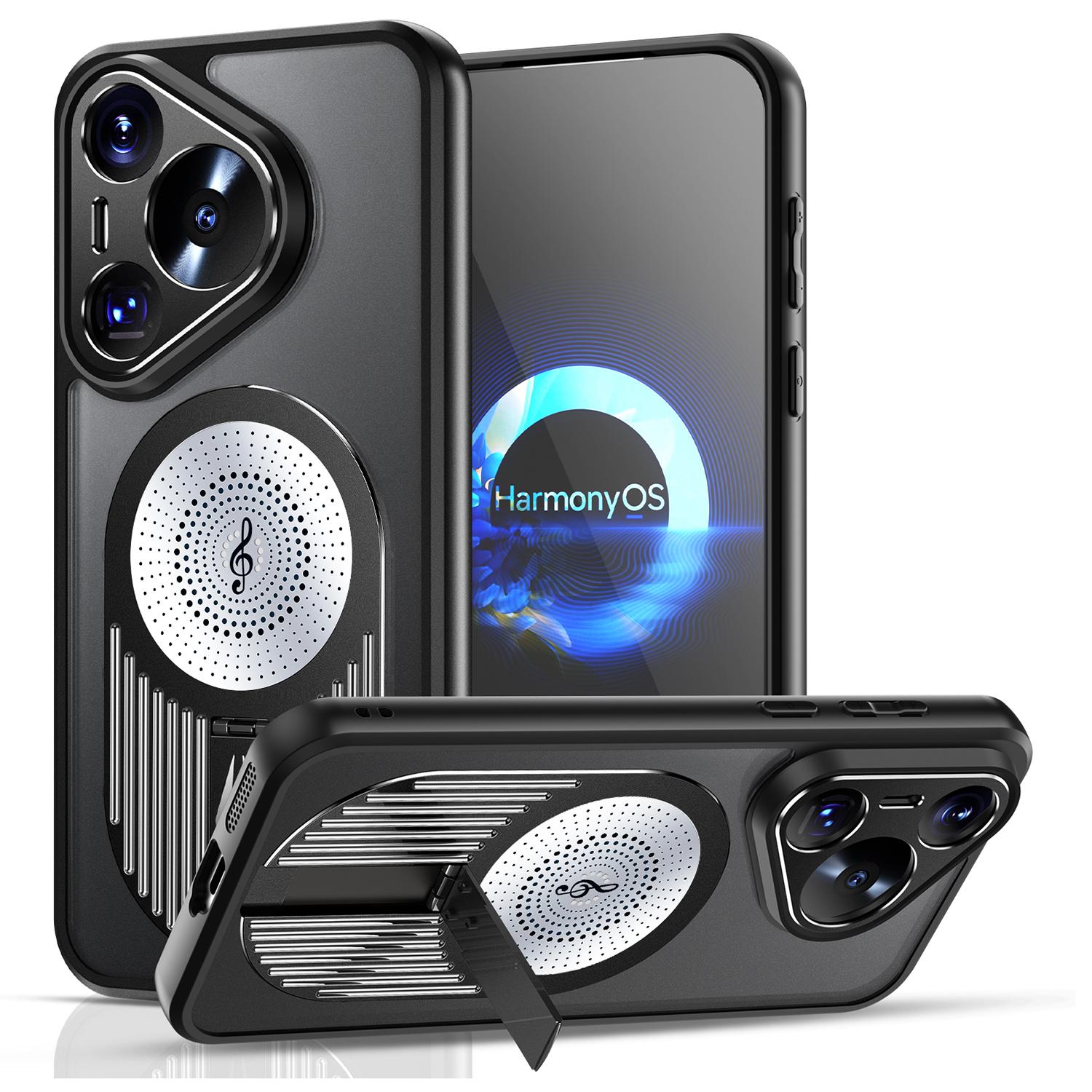 

Чехол для Huawei Pura 70 Pro+/Pura 70 Pro, совместимый с MagSafe, с теплоотводом, ароматерапией, подставкой, силиконовый + ПК чехол для телефона Black