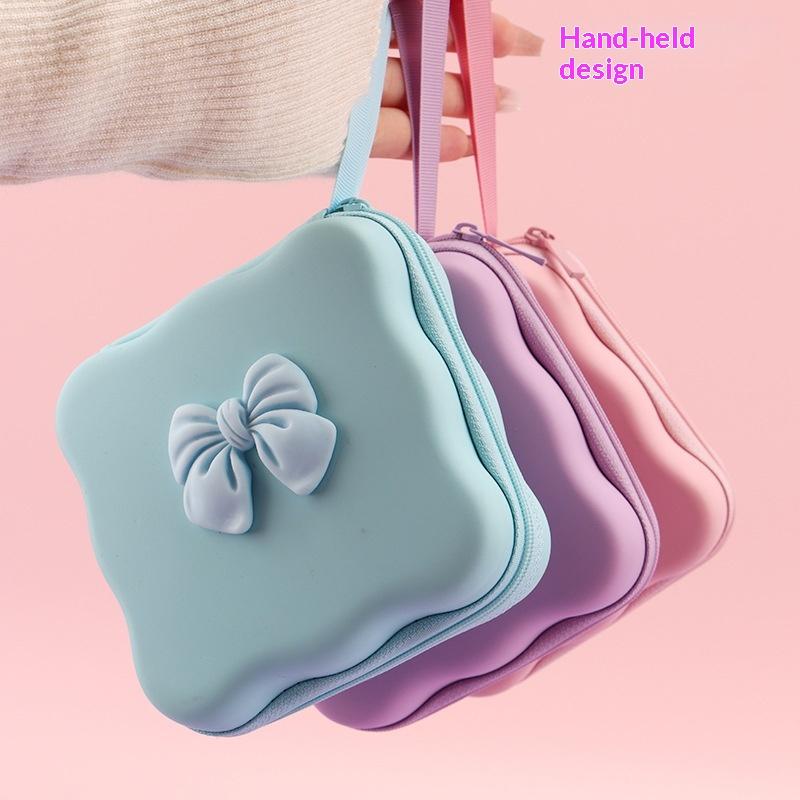 Charger Lid Storage Bag Fashion 3D Heart Design Drop-resistant Protective Case Lightweight Organizer for Office School Travel