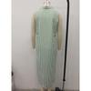 New European American Women Casual Striped Stand Collar Sleeveless Slit Maxi Long Dress Vacation Style