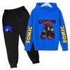2026 Anime Sonic The Hedgehog Children's Sweater Suit Cartoon Pullover Boy Warm Sweater Hoodie+Sweatpants 2d Fashion Sportswear