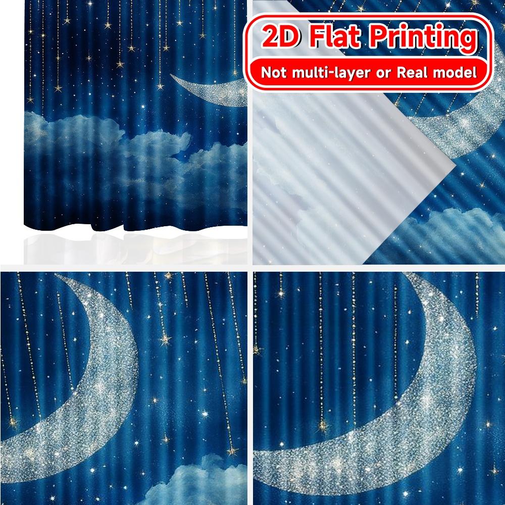2D Flat Printing  2pcs Celestial Dreams Popular Minimalist Curtains Versatile Polyester Fabric Curtains Home Decor Perfect for