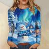 Women's Casual Fashion Sexy Comfortable Christmas Printed Round Neck Long Sleeve Top