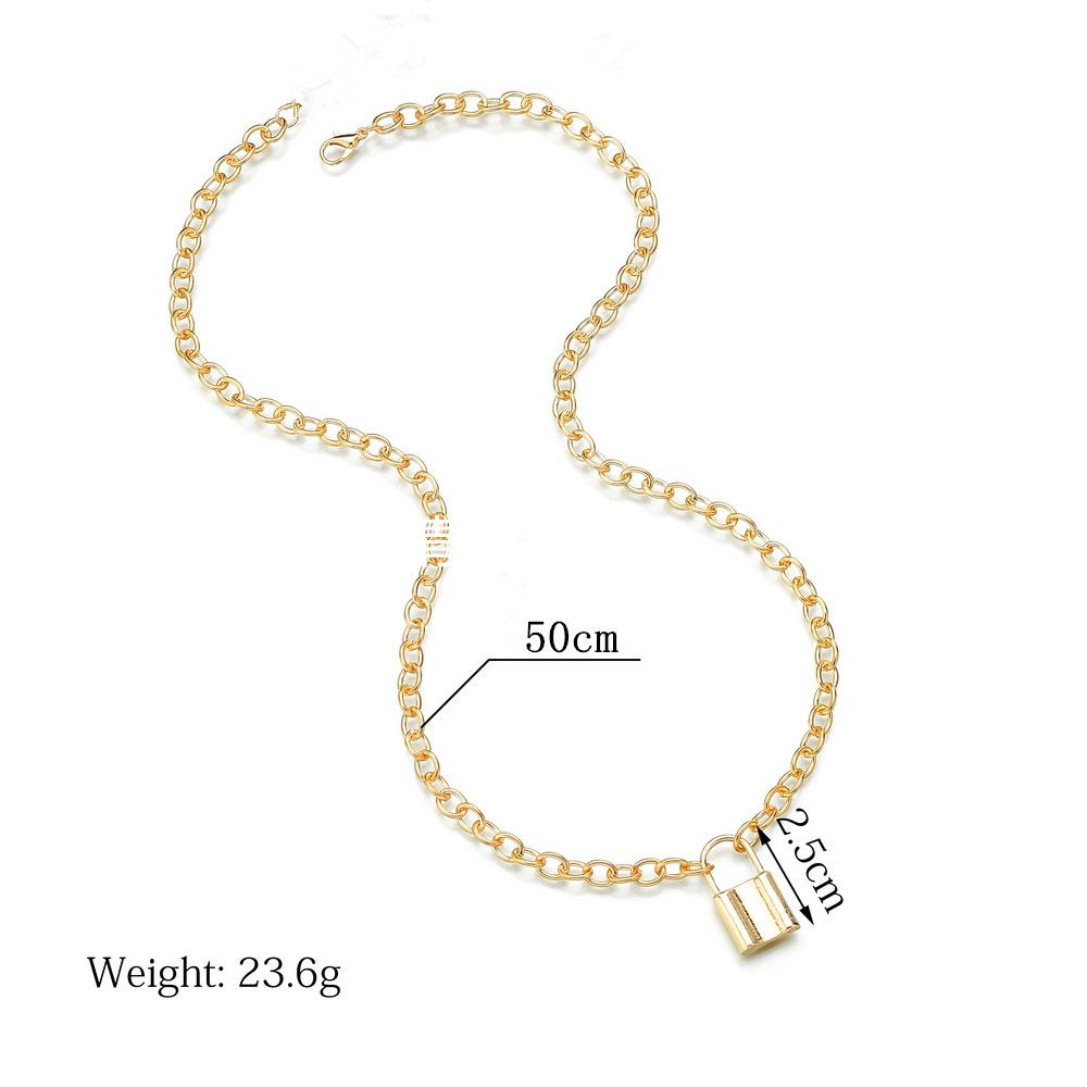 SUMENG 2024 New Fashion Silver Color PadLock Pendant Necklaces Link Chain Lock Femme Collar For Women Men Gifts