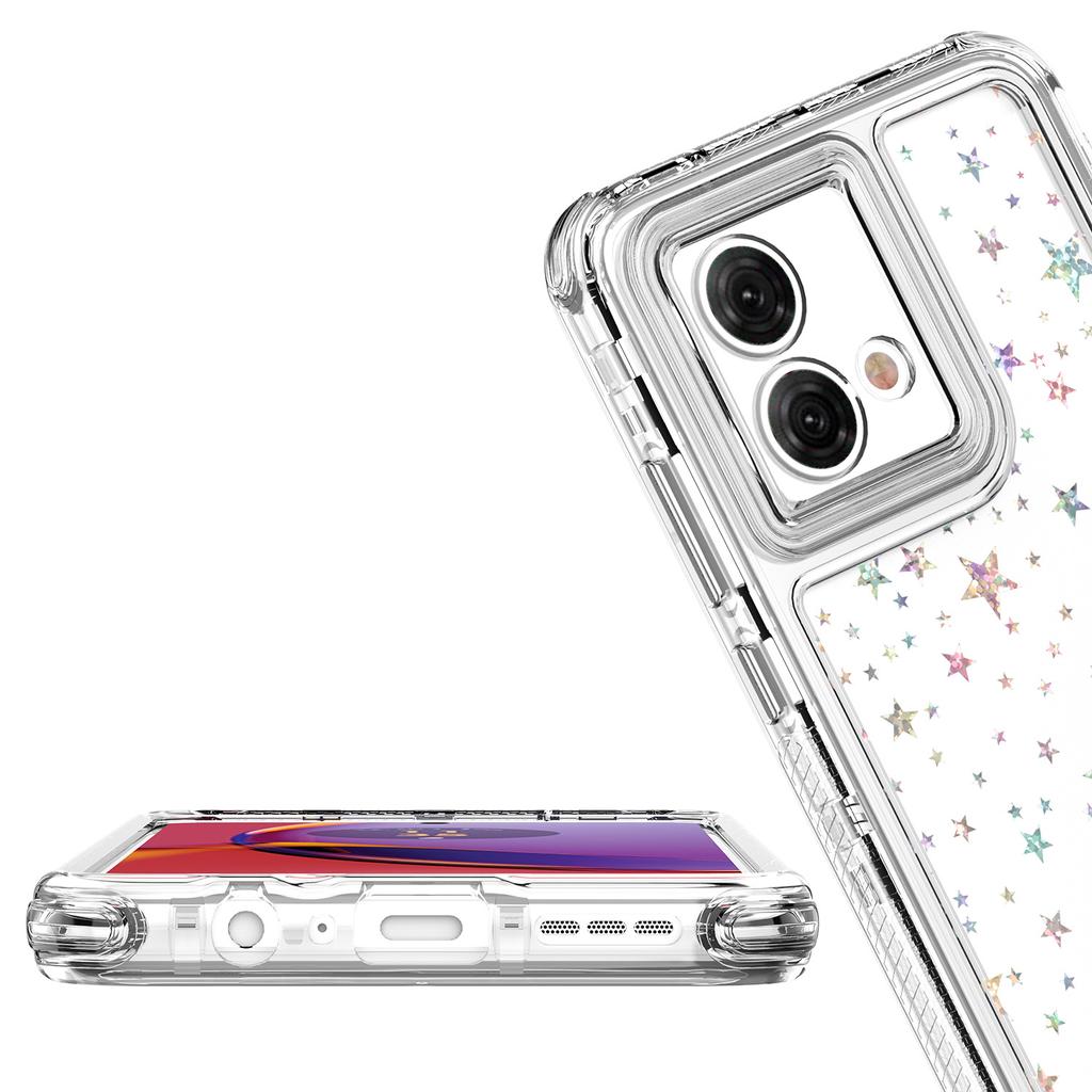 For Motorola Moto G84 5G Case Clear Acrylic TPU Hybrid Phone Cover with Laser-printed Film