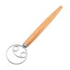 13" Oak Handle Danish Dough Mixer & Egg Beater - Stainless Steel Whisk Tool