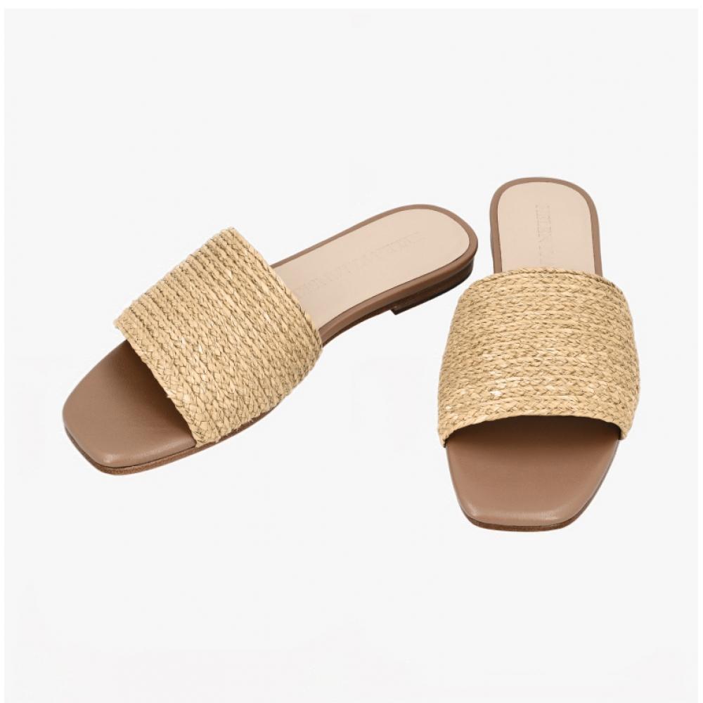 Helen Kaminski Kyra Natural Cotto Flat Slide Slipper Ftw52210