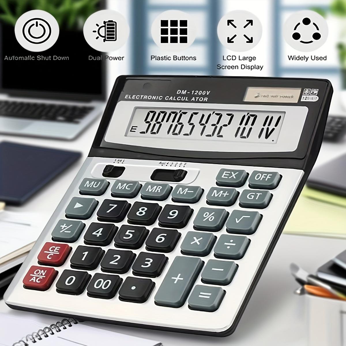 

1 шт. портативный настольный калькулятор с ЖК-дисплеем, идеально подходит для учебы и работы, питание от батареек (без батареи) чёрный