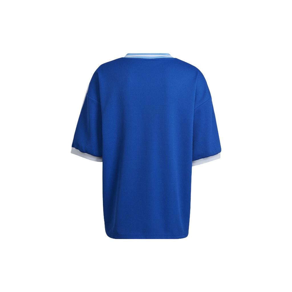 Adidas Argentina Team Logo Embroidered Striped Short Sleeve Soccer Jersey Men Tops Blue HG4239