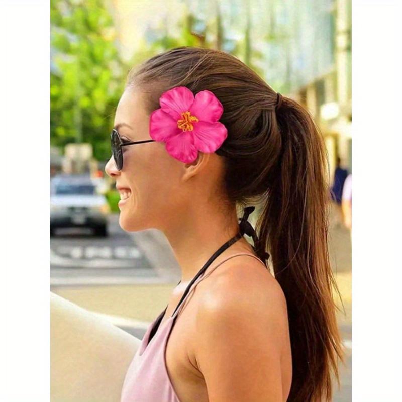Hawaii Flower Hair Clips, Suitable for Women, 4 Pieces Artificial Flower Hair Clips, Hibiscus and Lotus Flower Hair Clips, Suitable for Beach Party