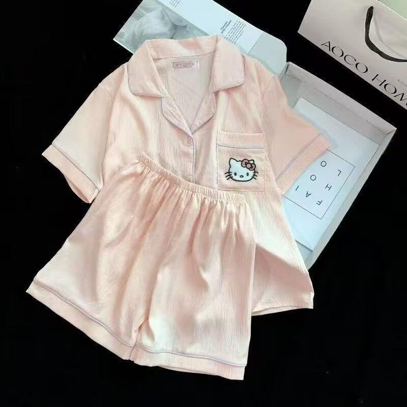Cotton Sleepwear Set Women Summer Thin Short Sleeve Shorts Comfortable Home Wear For Relaxing