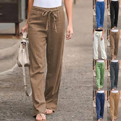 Women's Pants Comfortable Wide Leg Casual Pants Cotton Linen Trousers Long Pants Plus Size Loose Pants