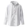 Spring Autumn Vintage Cotton Linen Hooded Shirt Male Long Sleeve Casual Fashion Blouse Men Solid Cardigan Top