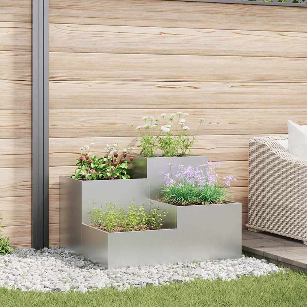 Garden Planter Silver 80 X 80 X 60 Cm Galvanized Steel