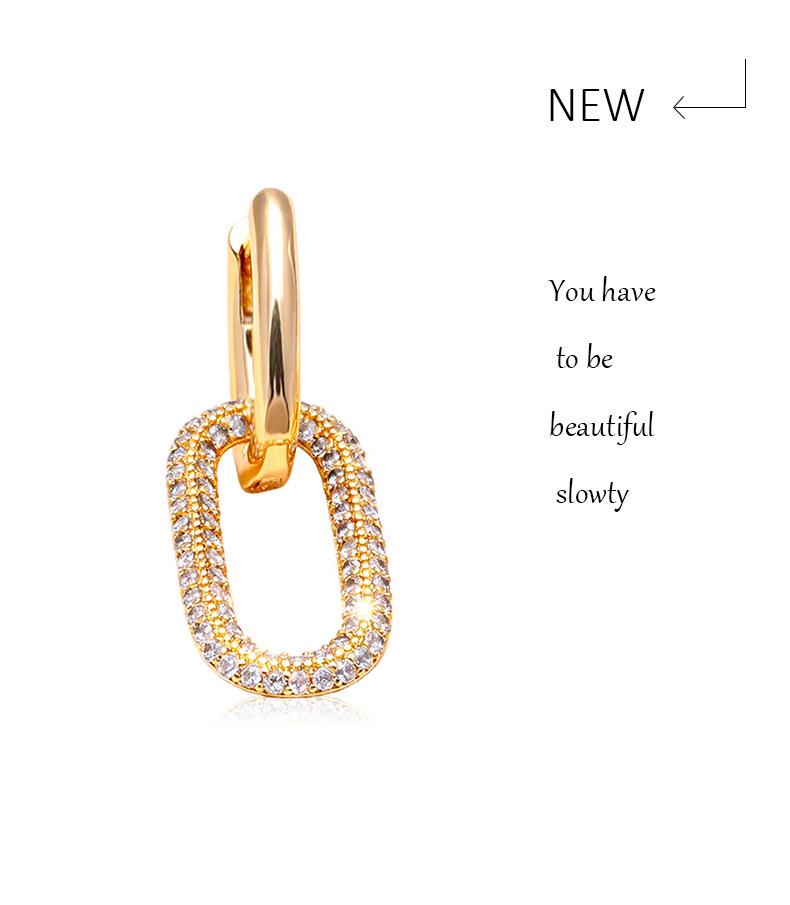 18K Gold Plated Geometric Hoop Earrings with Zircon Crystals