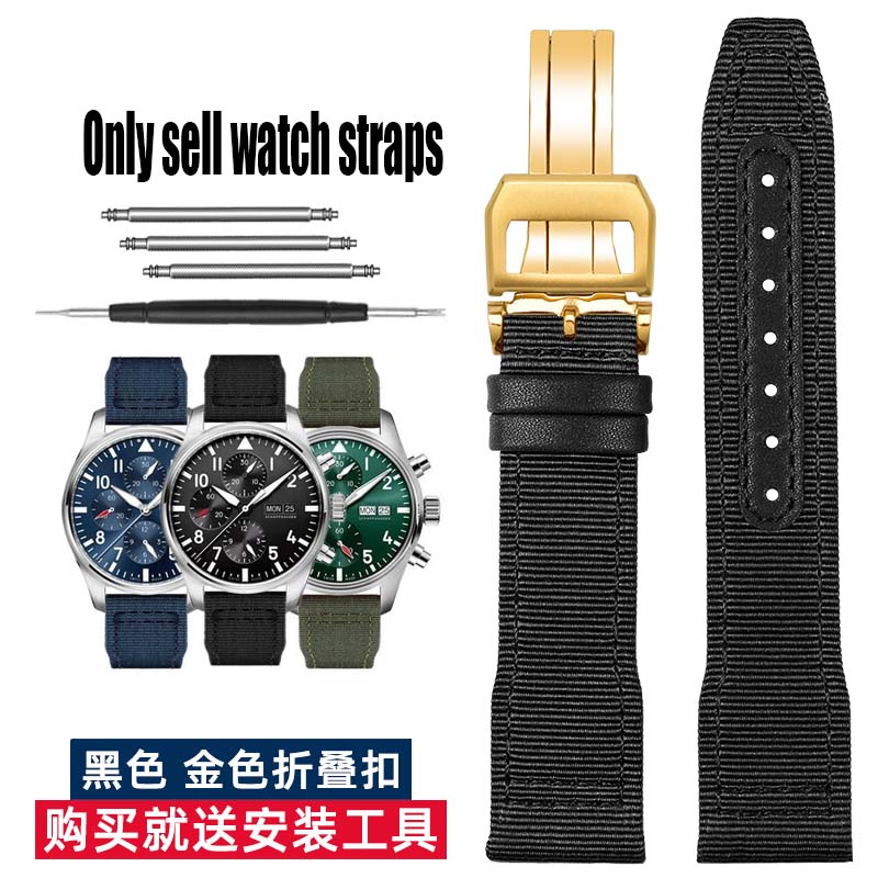 20 21 22mm Braccialetto Blu Verde di Alta Qualità per Orologio IWC Cinturino in Nylon e Vera Pelle Big Pilot Little Prince Mark 18