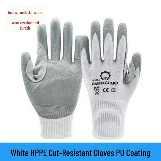 Level 5 Cut-Resistant PU Coated Industrial Gloves - Non-Slip, Wear-Resistant, Cut-Proof Safety Gear
