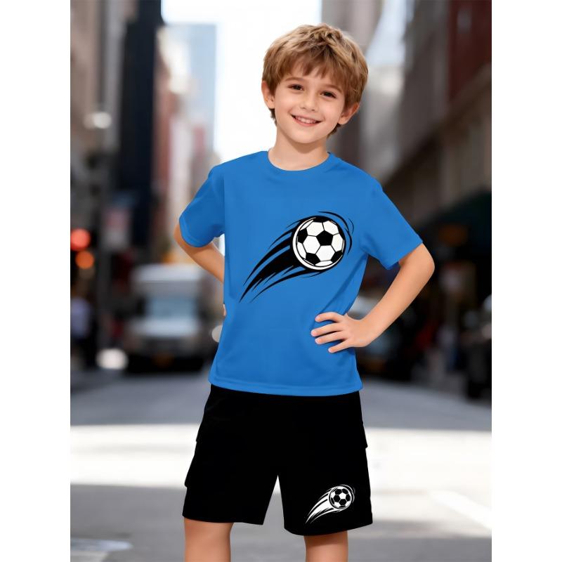 2-teiliges Set für Kinder Sommer Freizeit Sport Kurzarm T-Shirt und Shorts für Jungen und Mädchen Bequemes Rundhals-T-Shirt Lockere kurze Hose