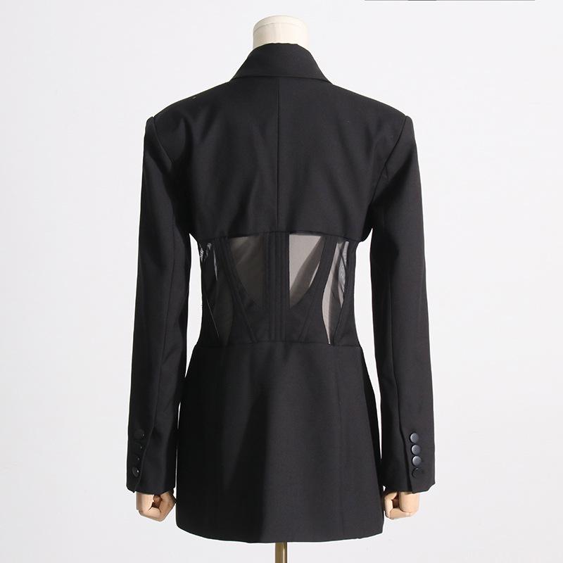 2025 Spring Trend: High-Grade V-Neck Mesh Hot Girl Suit Jacket for Women