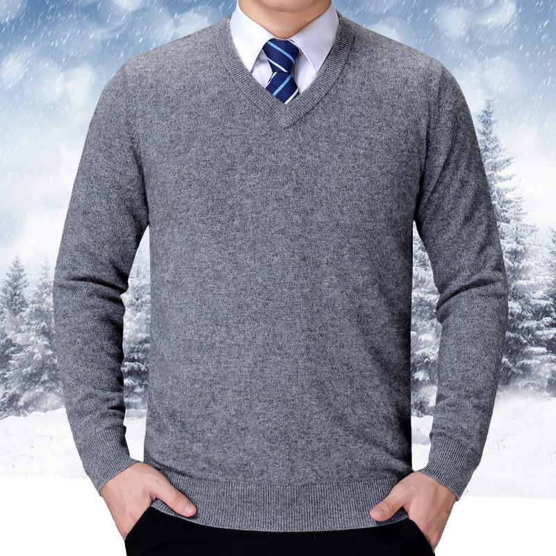 Men's Winter V-Neck Knit Sweater for Casual or Business Wear