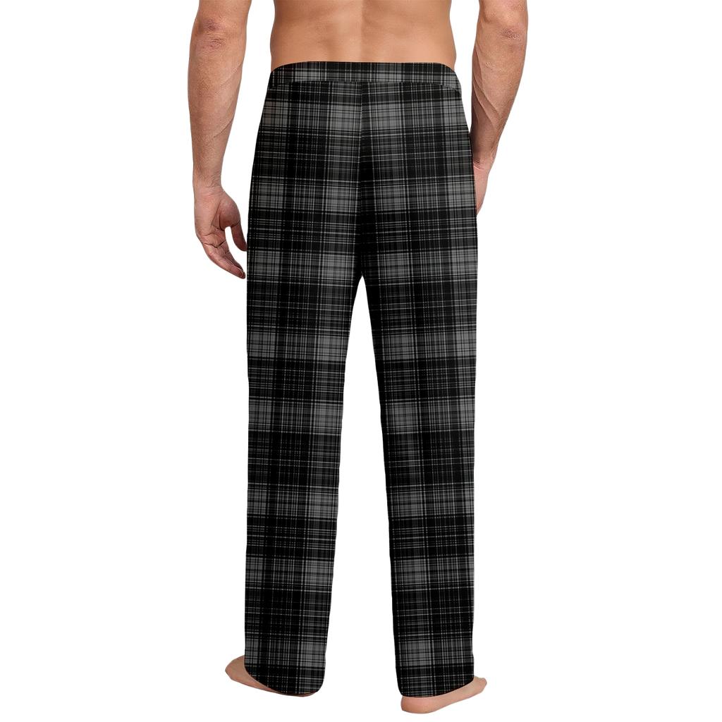 Men's Drawstring Pocket Casual Pants Plaid Stripe Print Pocket Casual Pants Home Pajama Pants