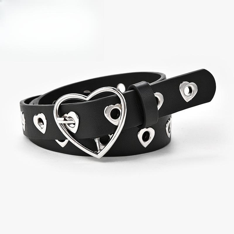 New Women's Jeans Belt Fashion Heart-Shaped Air Eye Hollow Belt