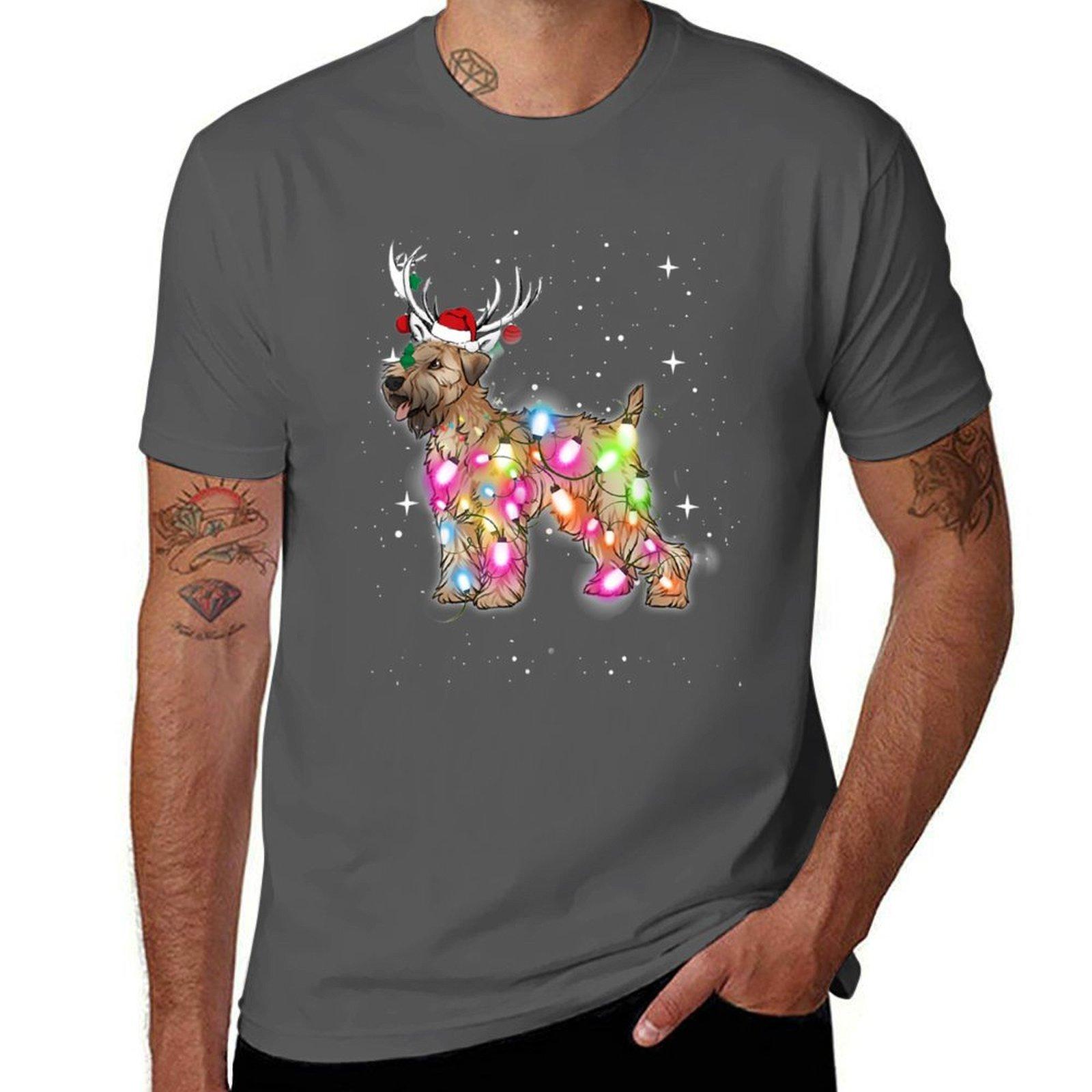 

Christmas Lights Soft Coated Wheaten Terrier Dog T-Shirt man t shirt graphic t shirts for man cotton T-Shirt 4XL